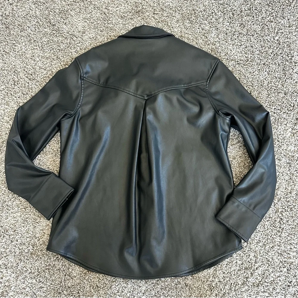 Rails Black Faux Leather Shirt Jacket - Picture 4 of 8